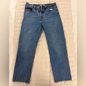 Levi's® Wedgie High Waist Frayed Crop Straight Leg Jeans